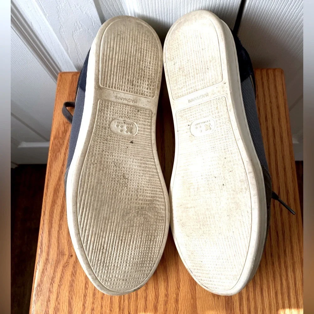 MAGNANNI Gray/Navy Suede/Leather Echo Lo Sneakers SZ‎ 7 1/2M